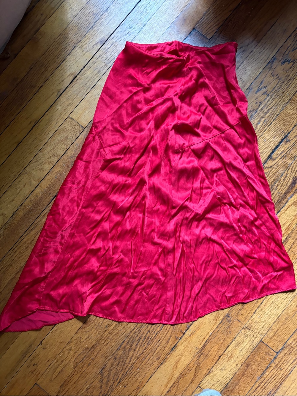 H&M Bright Red A-Line Satin Skirt